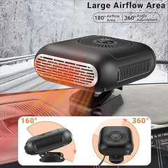 D-11 Portable Car Heater & Cooling Fan (12V, 120W) - 360° Adjustable Defroster & Quick Heat