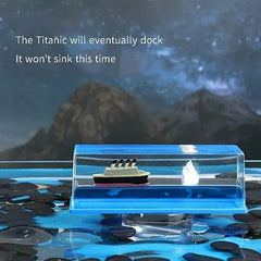 "Unsinkable Ship" Car Dashboard Decoration - Liquid Wave Floating Cruise Ship Ornament, Stress Relief Desk Toy