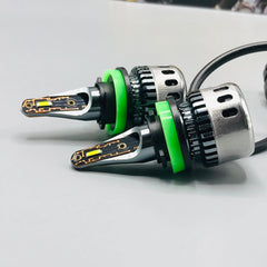 H11 LED Fog Light Bulbs (Pair) - 30W Lemon Green, High-Power Bumper Driving Lights