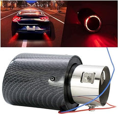 Illuminated Carbon Fiber Exhaust Tip - Universal LED Light Up Muffler End Pipe, Aggressive Carbon Look