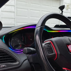 Dynamic RGB EL Wire Car Interior Light Kit - App & Remote Controlled, Flexible Neon Glow Strip for Dashboard