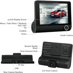 Universal FHD 1080P Dash Cam Recorder - Wide Angle Car DVR with LCD Screen & Rearview Video Support