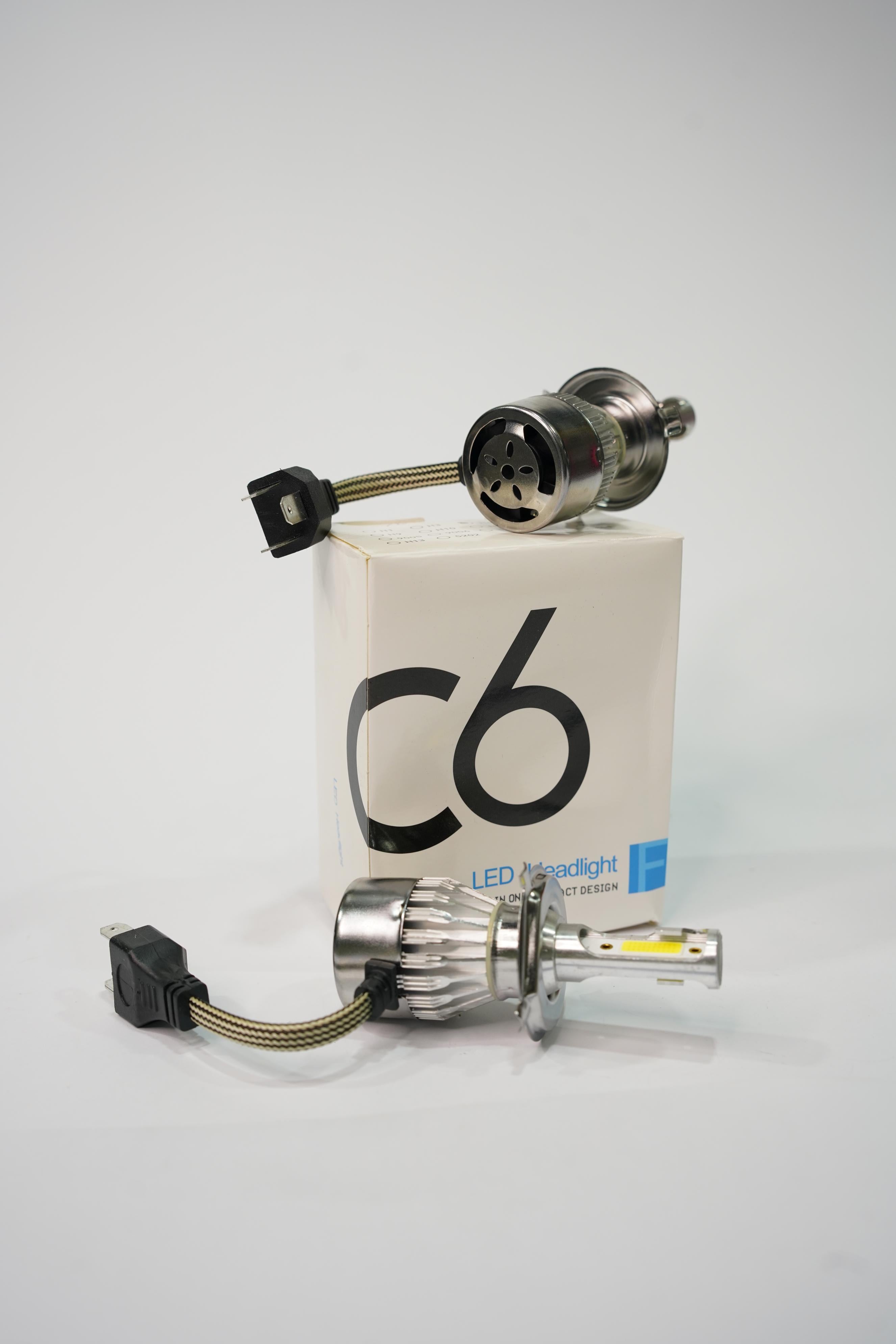 C6 LED Headlight Conversion Kit (Pair) - Super Bright White, Fan-Cooled, Plug & Play Upgrade H4