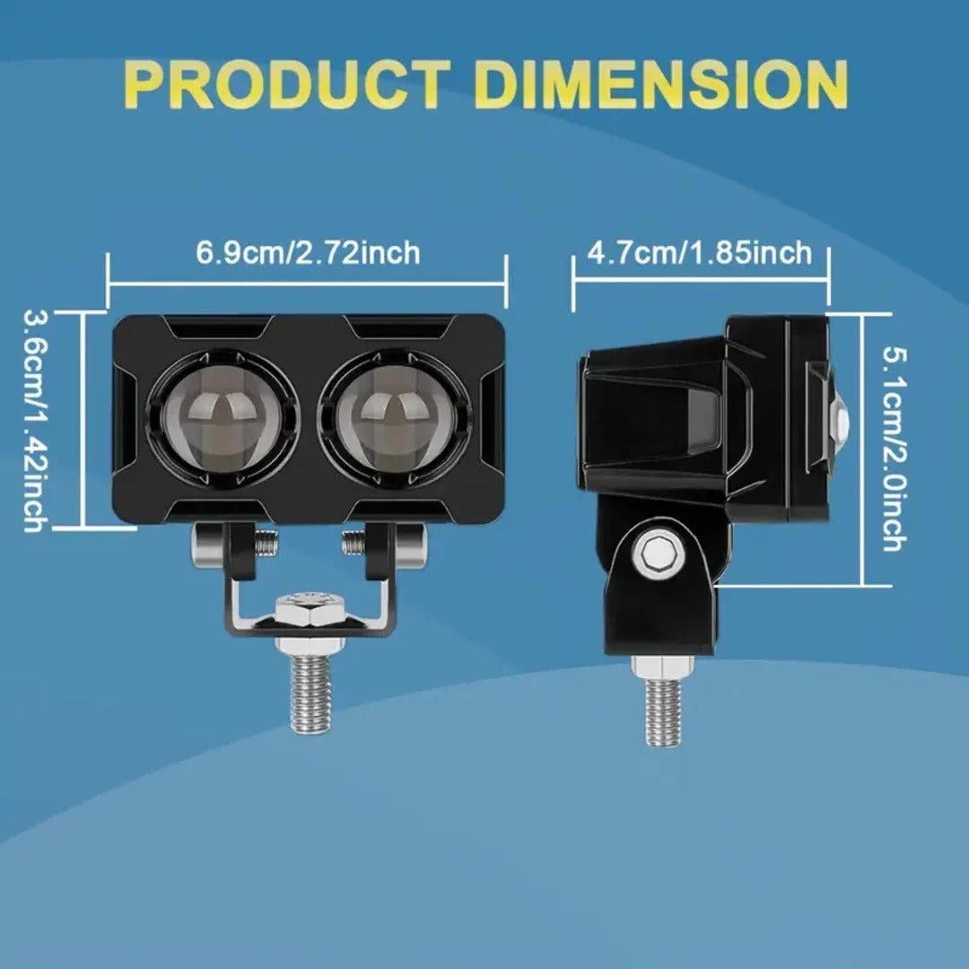 High Power 2 SMD LED Auxiliary Driving Light for Motorcycle & Car - Metal Body Spot Beam (Single)