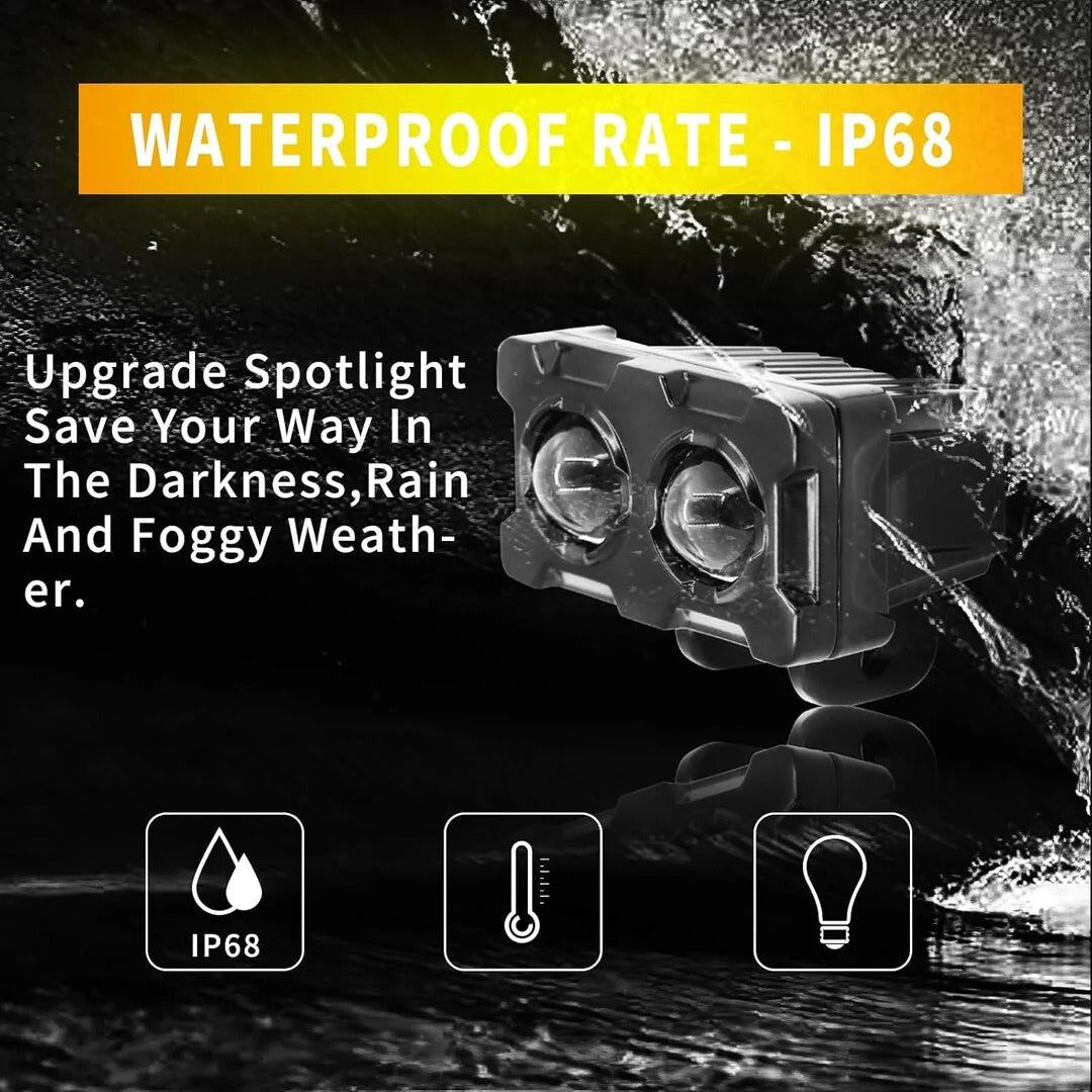 High Power 2 SMD LED Auxiliary Driving Light for Motorcycle & Car - Metal Body Spot Beam (Single)