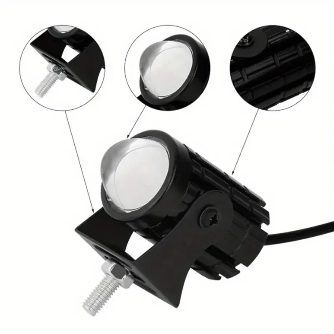 D-11 Dual-Color Moto/Car Fog Lights - High/Low Beam, White & Yellow Spot Light (1 Pc)