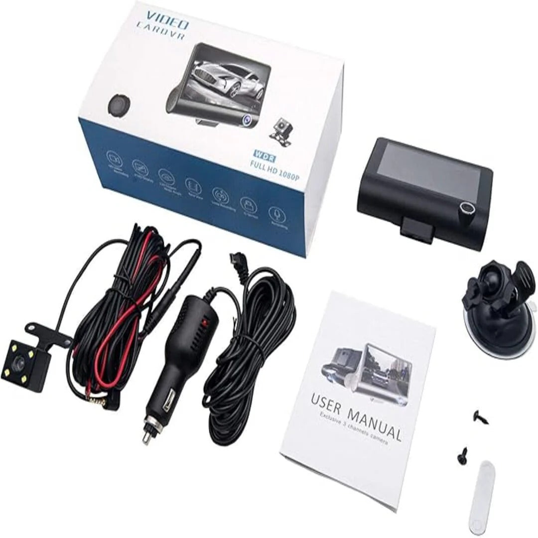 Universal FHD 1080P Dash Cam Recorder - Wide Angle Car DVR with LCD Screen & Rearview Video Support