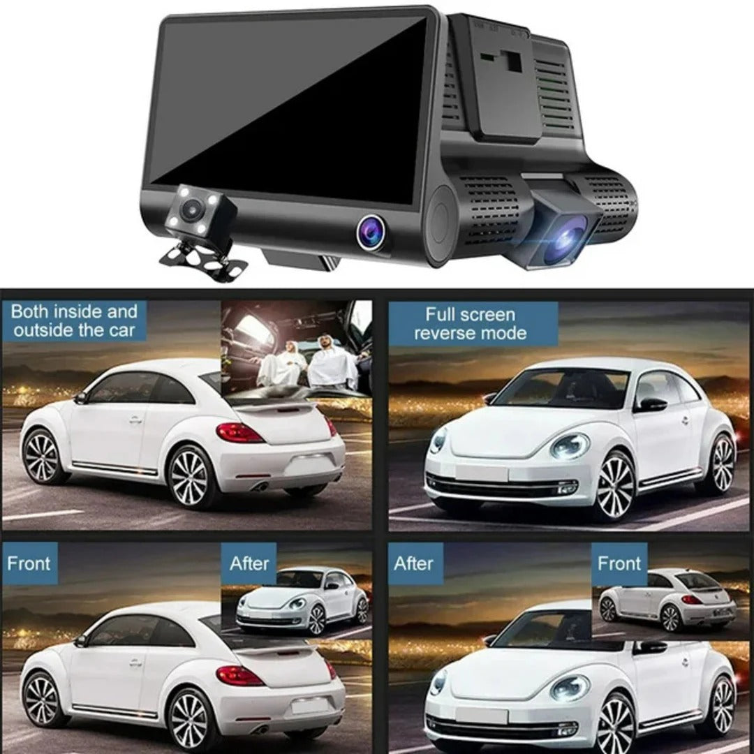 Universal FHD 1080P Dash Cam Recorder - Wide Angle Car DVR with LCD Screen & Rearview Video Support