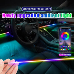 Dynamic RGB EL Wire Car Interior Light Kit - App & Remote Controlled, Flexible Neon Glow Strip for Dashboard