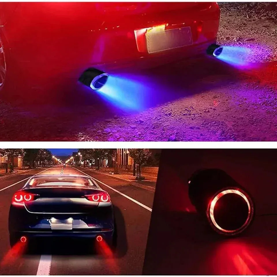 Illuminated Carbon Fiber Exhaust Tip - Universal LED Light Up Muffler End Pipe, Aggressive Carbon Look
