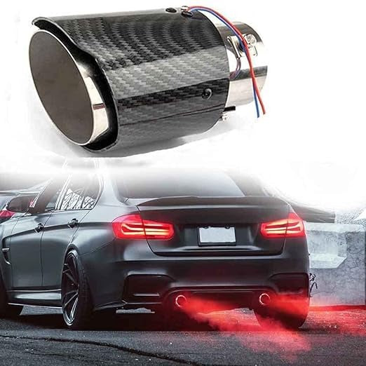 Illuminated Carbon Fiber Exhaust Tip - Universal LED Light Up Muffler End Pipe, Aggressive Carbon Look