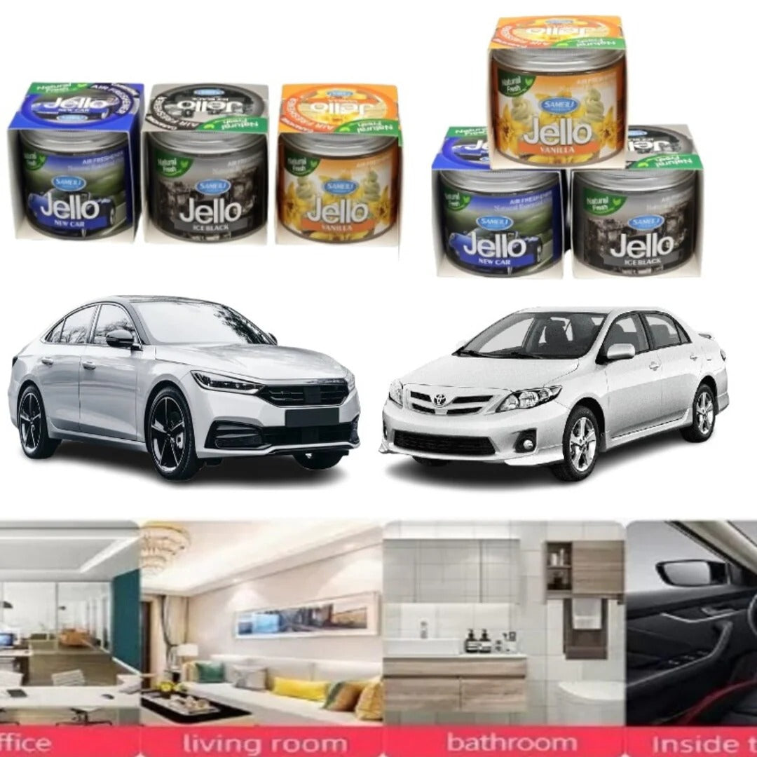 3-Pack Jello Car Air Fresheners - Premium Gel Scents: Black Ice, New Car & Vanilla | Long-Lasting Perfume