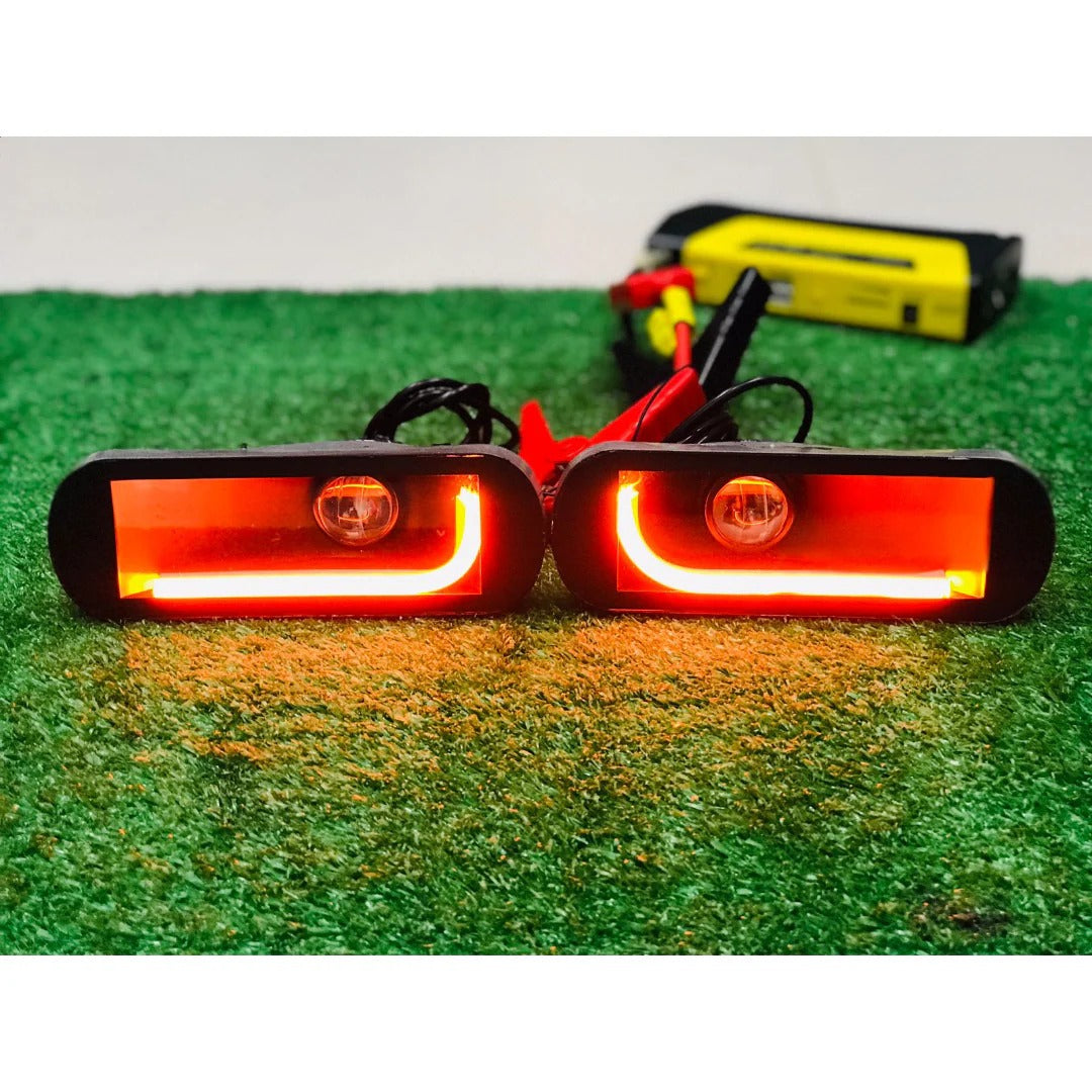 Mehran DRL LED Bumper Light Assembly - Dual Color (White/Yellow) Fog & Turn Signal Lamp (Pair) 2pc