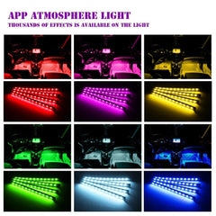Bluetooth RGB Car Interior Atmosphere Light Kit - Flexible Strip & Phone App Controlled LED Neon Accent