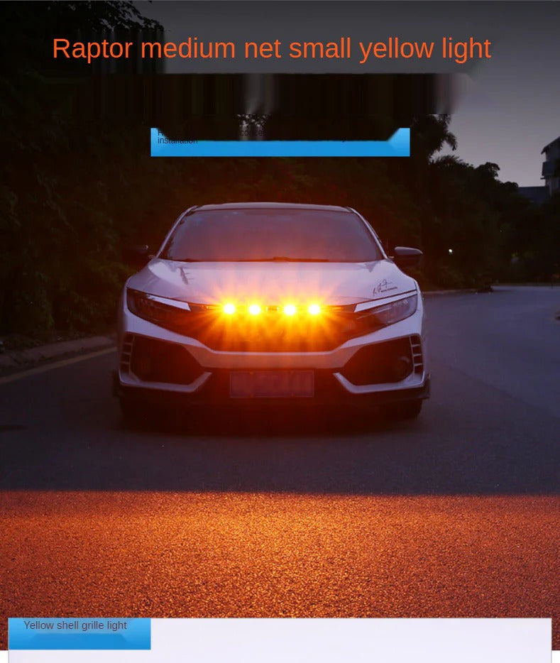 GMC Smoke Front Grill Amber/Yellow LED Marker Lights (4 Pcs Set) - Universal Truck Raptor Style