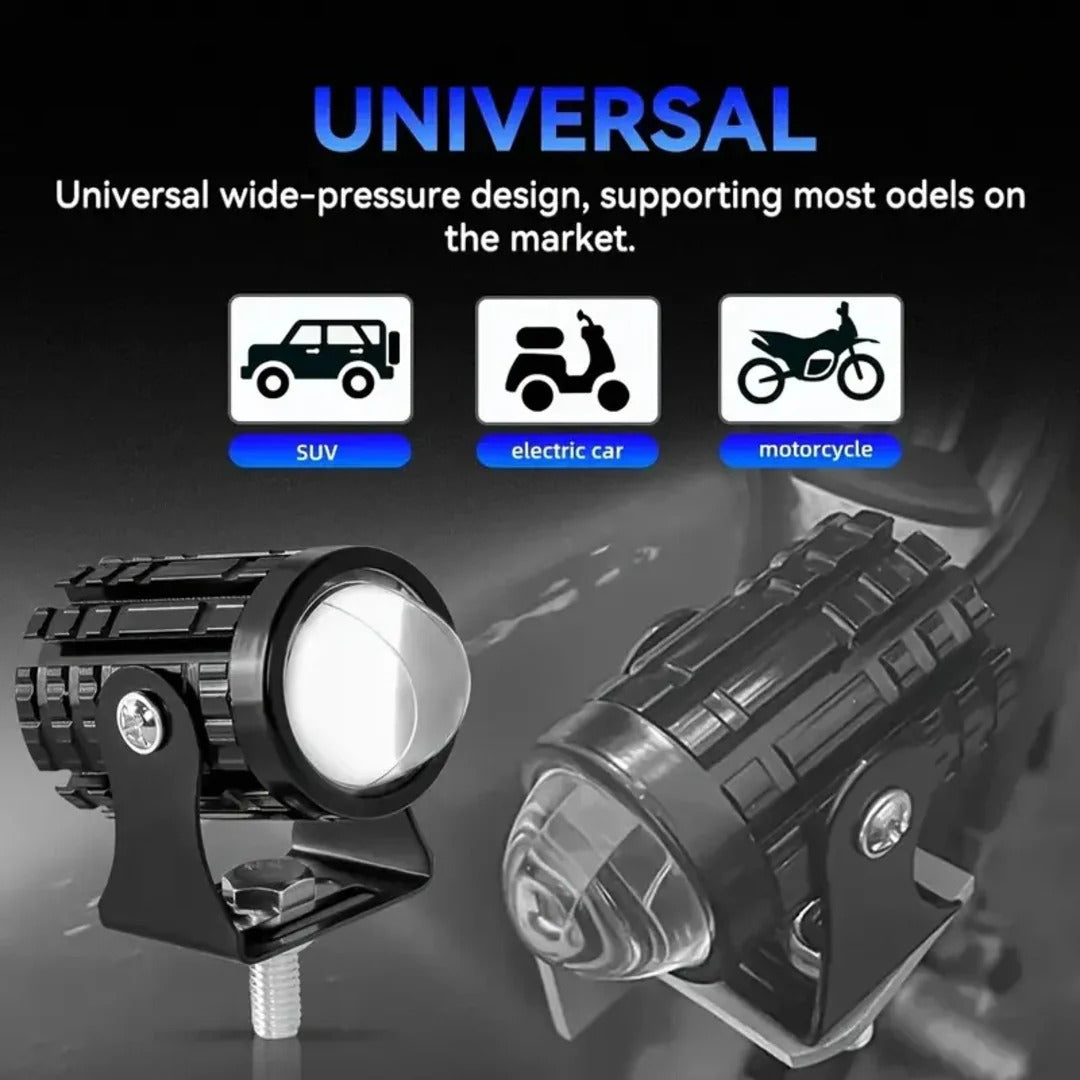 D-11 Dual-Color Moto/Car Fog Lights - High/Low Beam, White & Yellow Spot Light (1 Pc)